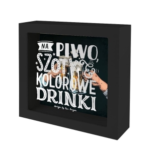 SKARBONKA PIWO SZOTY KOLOROWE DRINKI CZARNA 18x18cm