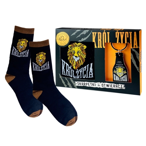 SKARPETKI + OTWIERACZ KRÓL ŻYCIA CZARNE 2szt