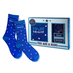 SKARPETKI + BRELOK PAN IDEALNY NIEBIESKIE 2szt