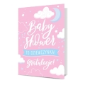 KARTKA BABYSHOWER TO DZIEWCZYNKA GRATULACJE RÓŻOWA 17x12cm