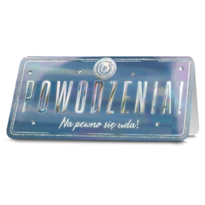 KARTKA POWODZENIA NA PEWNO SIĘ UDA GRANATOWA 20x10cm