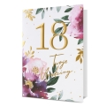 KARTKA 18 URODZINY KWIATY BIAŁO-RÓŻOWA 19x13cm