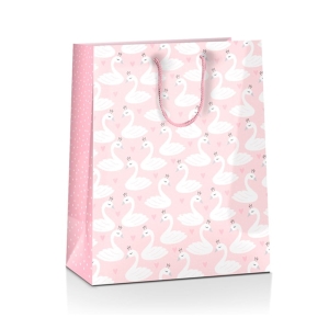 TOREBKA PREZENTOWA ŁABĘDZIE RÓŻOWA 23x18cm