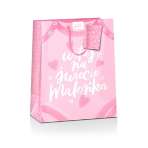 TOREBKA PREZENTOWA WITAJ NA ŚWIECIE MALEŃKA RÓŻOWA 26x32cm