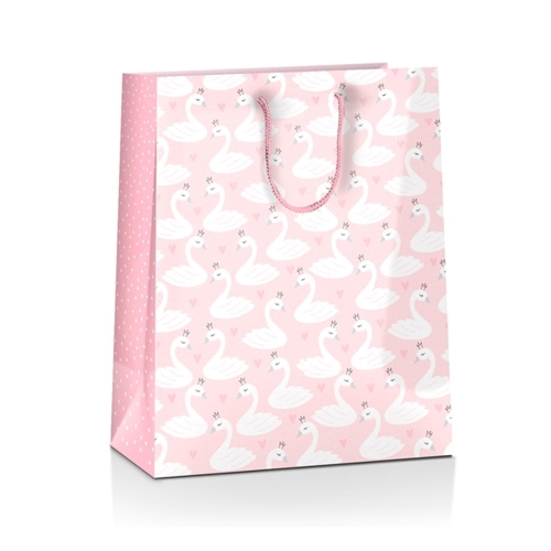 TOREBKA PREZENTOWA ŁABĘDZIE RÓŻOWA 33x45cm