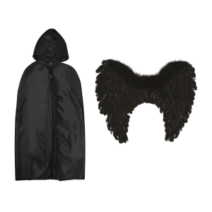 ZESTAW ANIOŁ ŚMIERCI CZARNY PELERYNA 132cm 2el