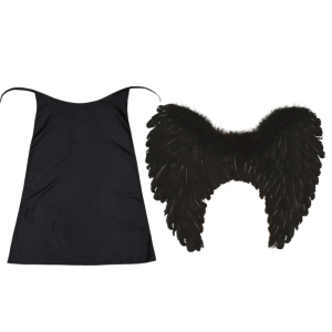 ZESTAW ANIOŁ ŚMIERCI CZARNY PELERYNA 55cm 2el