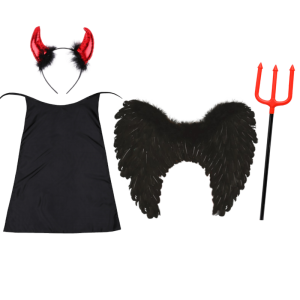 ZESTAW ANIOŁ ŚMIERCI CZARNY PELERYNA 55cm 4el