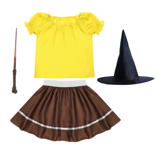 ZESTAW HUFFLEPUFF ŻÓŁTO-BRĄZOWY 98-110 4el