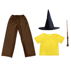 ZESTAW HUFFLEPUFF ŻÓŁTO-BRĄZOWY 134-140 4el