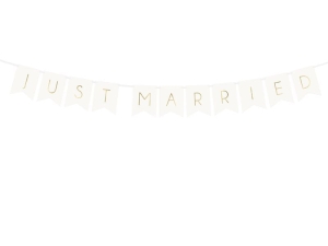 BANER JUST MARRIED BIAŁO-ZŁOTY 1,55m