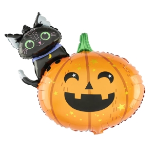 BALON PARTY PAL DYNIA Z KOTKIEM POMARAŃCZOWY 33'' 84cm