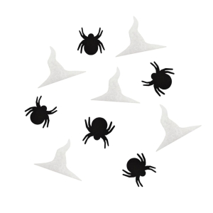 KONFETTI PAJĄKI KAPELUSZE FILCOWE CZARNO-BIAŁE 10szt