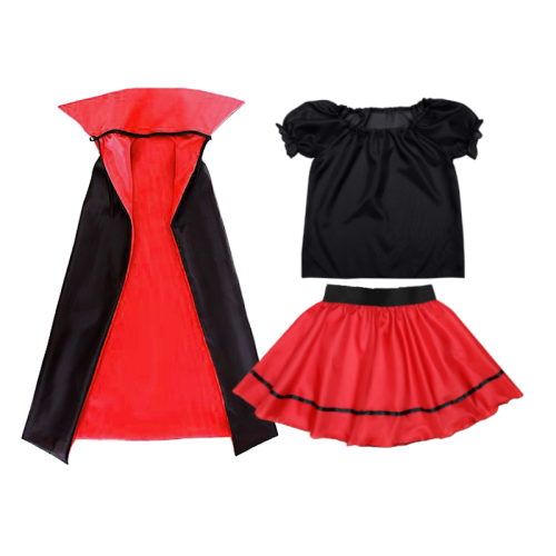 ZESTAW WAMPIRZYCA CZARNO-CZERWONY 134-140 3el