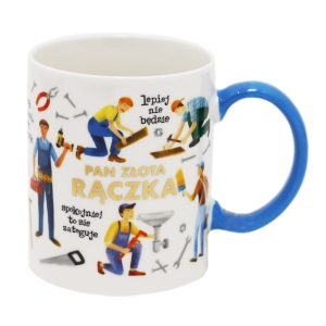 KUBEK PAN ZŁOTA RĄCZKA BIAŁY 330ml