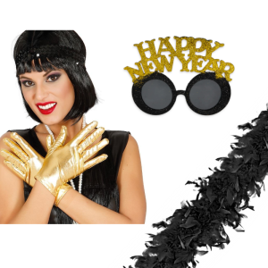 ZESTAW SYLWESTROWY CZARNO-ZŁOTY 3el