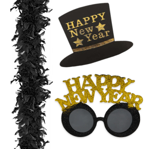 ZESTAW SYLWESTROWY CZARNY 3el