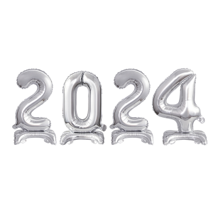 BALONY 2024 STOJĄCE SREBRNE 15'' 38cm 4el