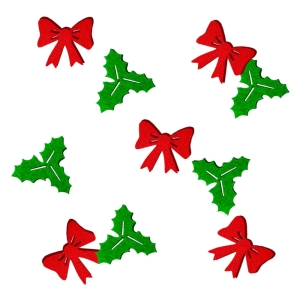 KONFETTI OSTROKRZEW KOKARDKA FILC ZIELONO-CZERWONE 10szt