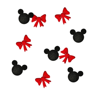 KONFETTI MYSZKA MICKEY KOKARDKA FILC CZARNO-CZERWONE 10szt