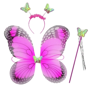 ZESTAW MOTYLEK CZARNO-RÓŻOWY 3el
