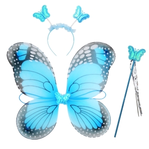 ZESTAW MOTYLEK CZARNO-TURKUSOWY 3el