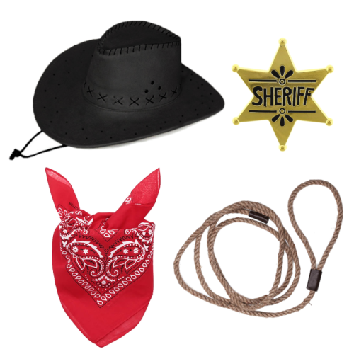 ZESTAW KOWBOJ CZARNY 4el