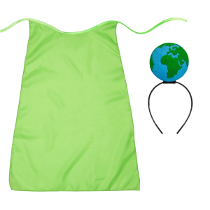 ZESTAW PLANETA ZIEMIA ZIELONY PELERYNA 55cm 3el