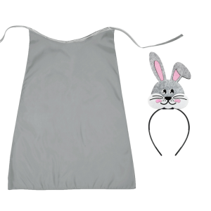 ZESTAW ZAJĄCZEK SZARY PELERYNA 55cm 3el