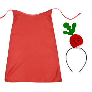 ZESTAW RZODKIEWKA CZERWONY PELERYNA 75cm 3el
