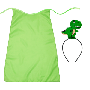 ZESTAW DINOZAUR ZIELONY PELERYNA 90cm 3el