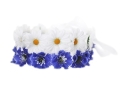 WIANEK OPASKA KWIATY SZEROKI BIAŁO-NIEBIESKI
