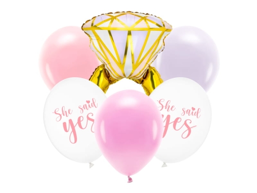 ZESTAW BALONÓW PIERŚCIONEK SHE SAID YES 6szt