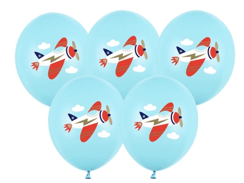 BALONY BŁĘKITNE SAMOLOT 30cm 5szt