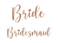 NAKLEJKI NA KIELISZKI BRIDE &amp; BRIDESMAID RÓŻOWE ZŁOTO 6szt