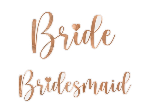 NAKLEJKI NA KIELISZKI BRIDE &amp; BRIDESMAID RÓŻOWE ZŁOTO 6szt