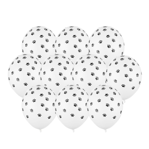 BALONY BIAŁE KOCIE ŁAPKI 30cm 10szt