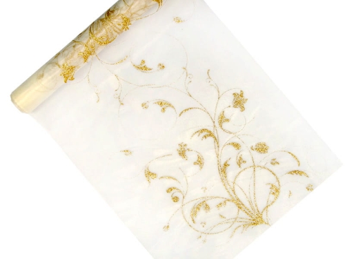 ORGANZA Z NADRUKIEM KREMOWA 0,36x9m