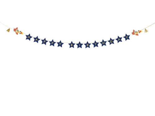 BANER HAPPY BIRTHDAY SAMOLOTY GRANATOWY 2,5m