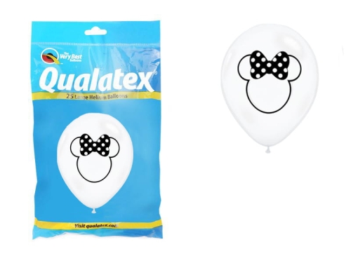 BALONY BIAŁE MYSZKA MINNIE 30cm 25szt