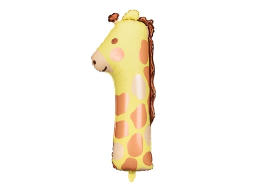 BALON FOLIOWY CYFRA 1 ŻYRAFA ŻÓŁTY 35'' 90cm