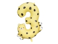 BALON FOLIOWY CYFRA 3 GEPARD ŻÓŁTY 39'' 98cm