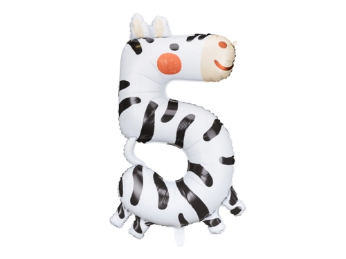 BALON FOLIOWY CYFRA 5 ZEBRA 39'' 98cm