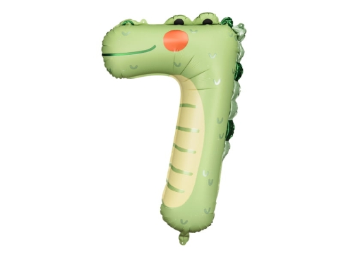 BALON FOLIOWY CYFRA 7 KROKODYL ZIELONY 33'' 85cm