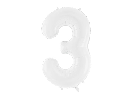 BALON CYFRA 3 BIAŁA 34'' 86cm