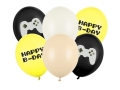 BALONY CZARNO-ŻÓŁTE HAPPY B-DAY MIX 30cm 6szt