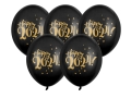 BALONY CZARNE HAPPY 2024 ZŁOTY 30cm 5szt