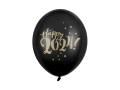 BALONY CZARNE HAPPY 2024 ZŁOTY 30cm 5szt