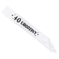 SZARFA 40 URODZINY BIAŁA 85cm
