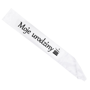 SZARFA MOJE URODZINY BIAŁA 85cm